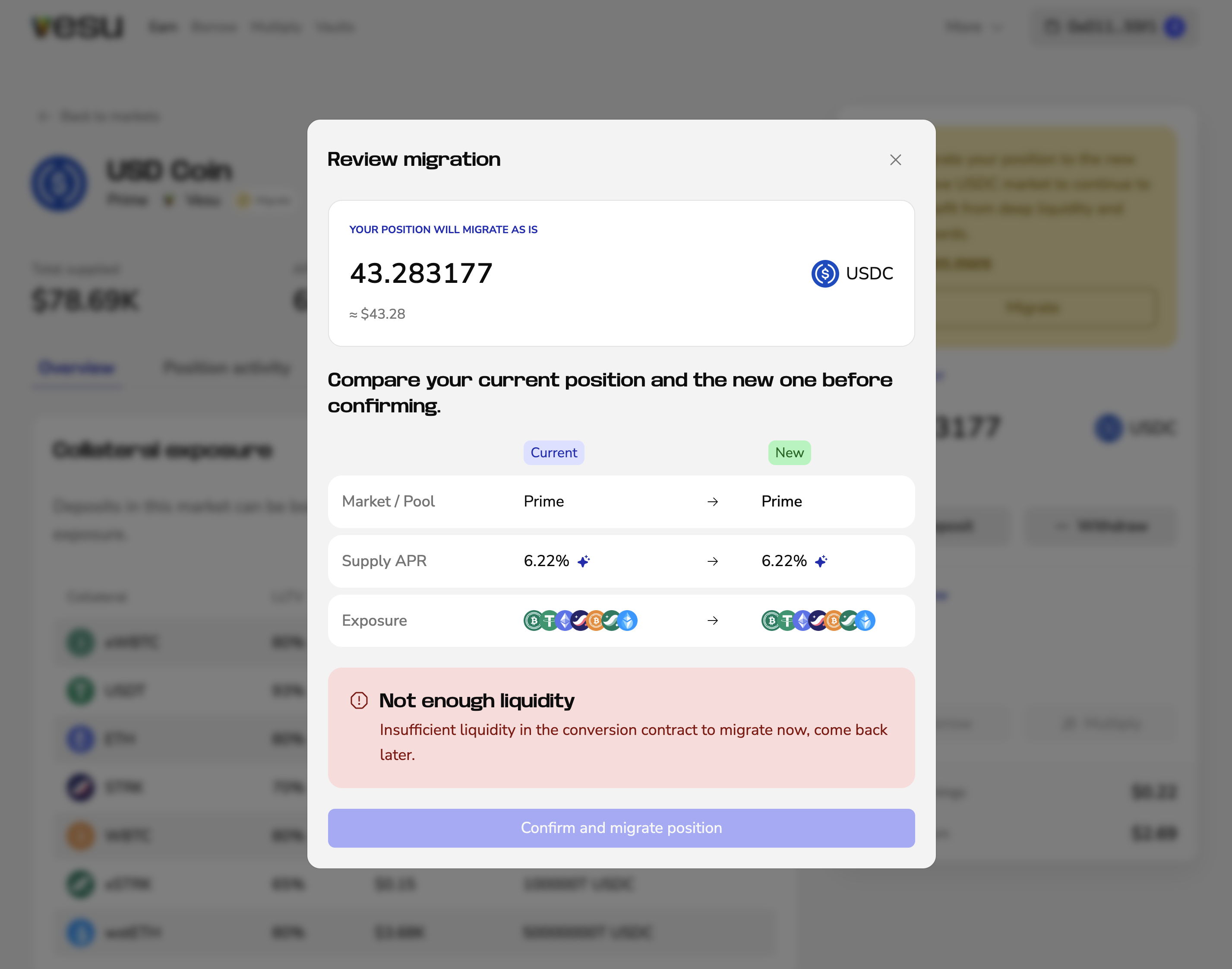 Not enough liquidity